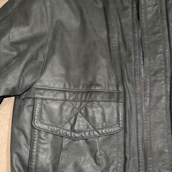 Suede leather jacket. Dark green. NWT - Picture 2 of 5